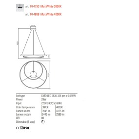 Lampadario alluminio Redo TORSION