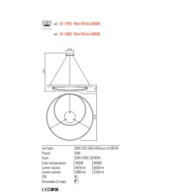 Lampadario moderno Redo group TORSION 01 1795 01 1890 LED