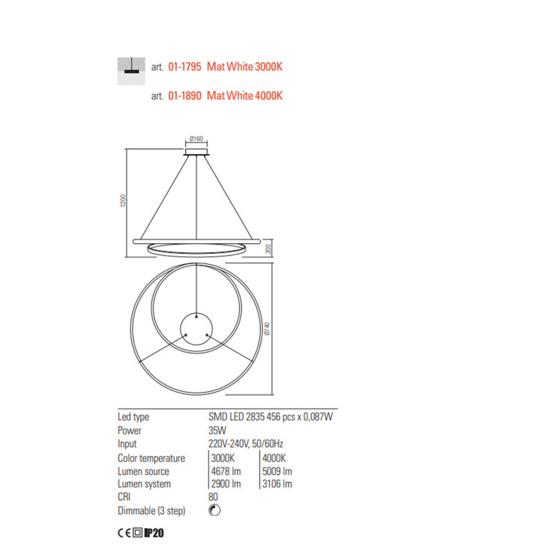 Lampadario moderno Redo group TORSION 01 1795 01 1890 LED