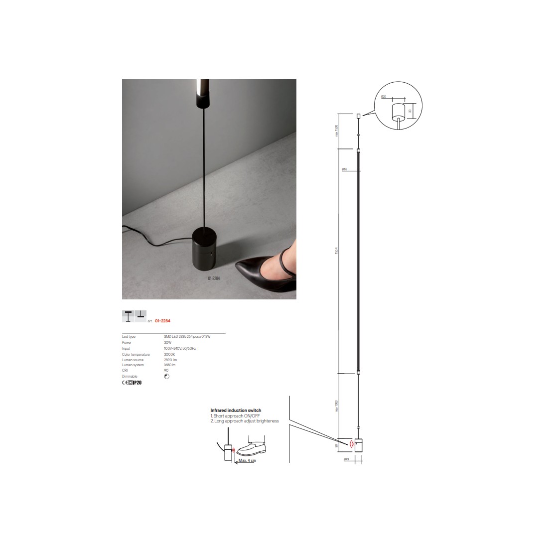 Plafonnier sur pied Redo Group ACROBAT 2284 dimmable led