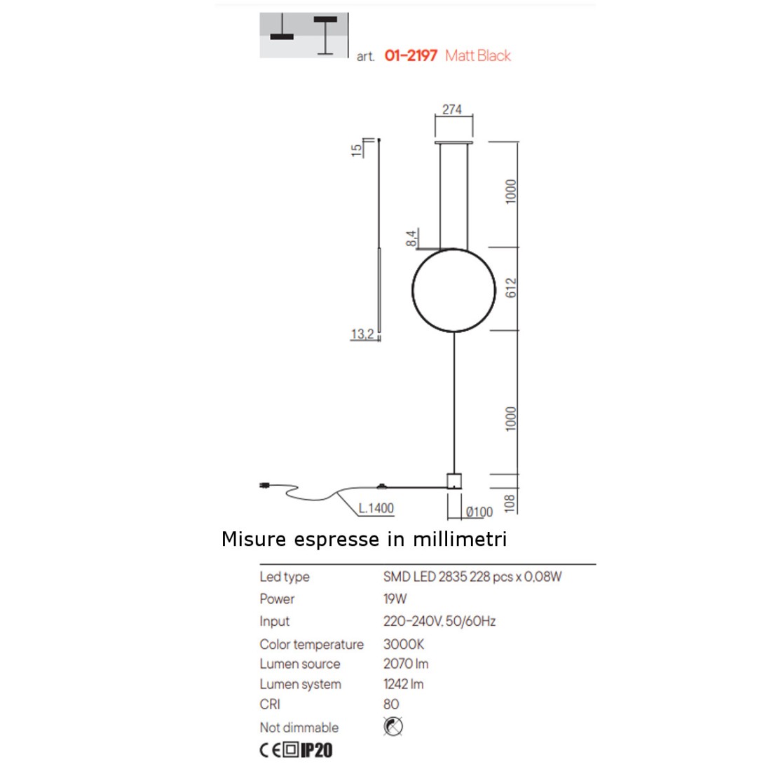 Lampada terra soffitto SLICK Redo group