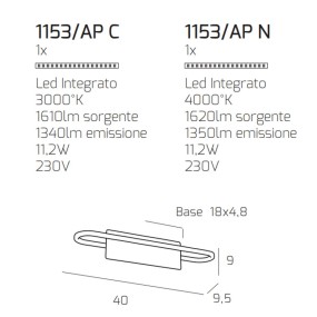 Promoingross SLIM A40WH Applique murale moderne LED 14W 1120LM