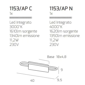 Promoingross SLIM A40WH LED moderne Wandleuchte 14W 1120LM