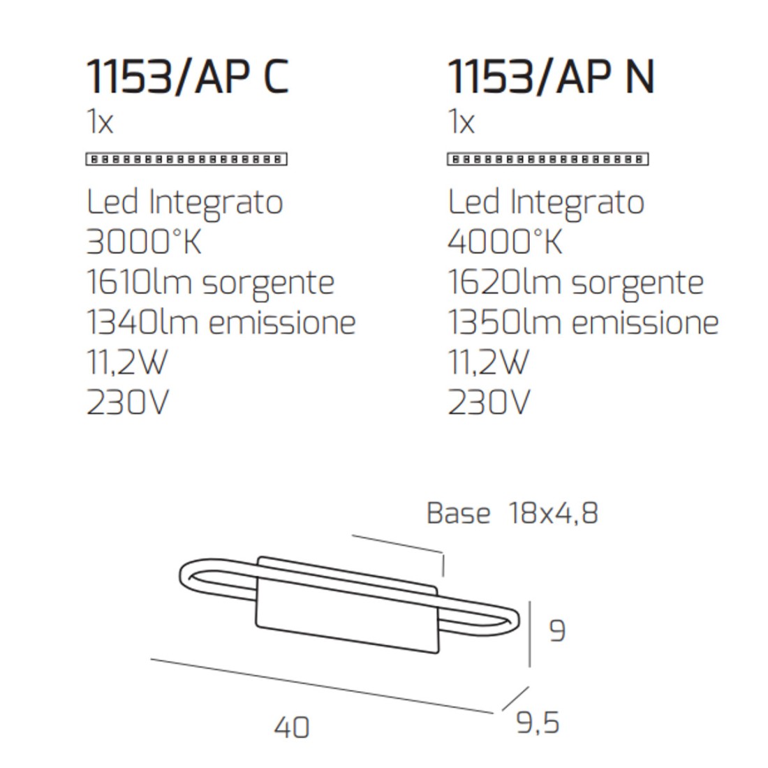 Promoingross SLIM A40WH Applique murale moderne LED 14W 1120LM