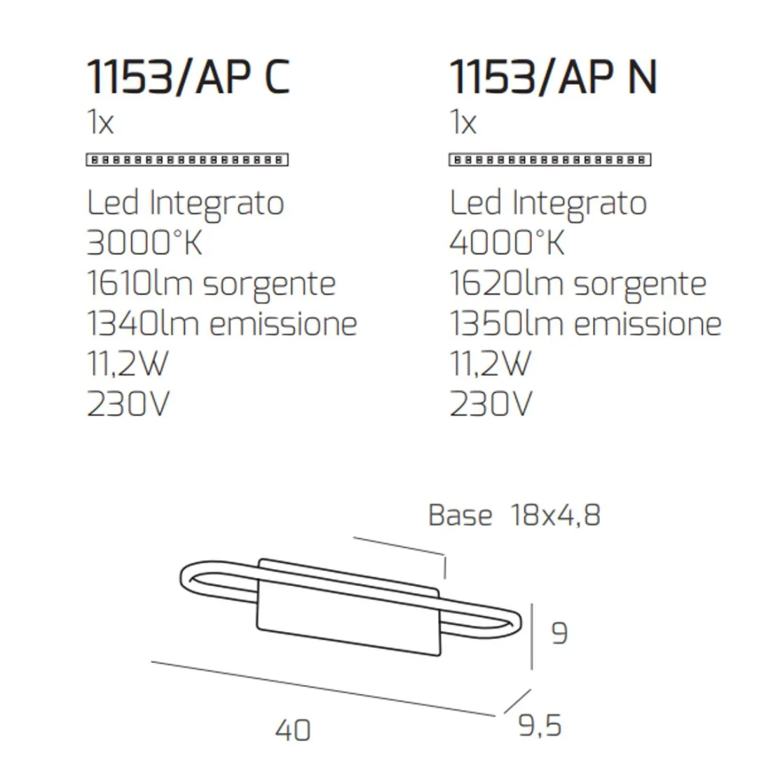 Promoingross SLIM A40WH LED moderne Wandleuchte 14W 1120LM
