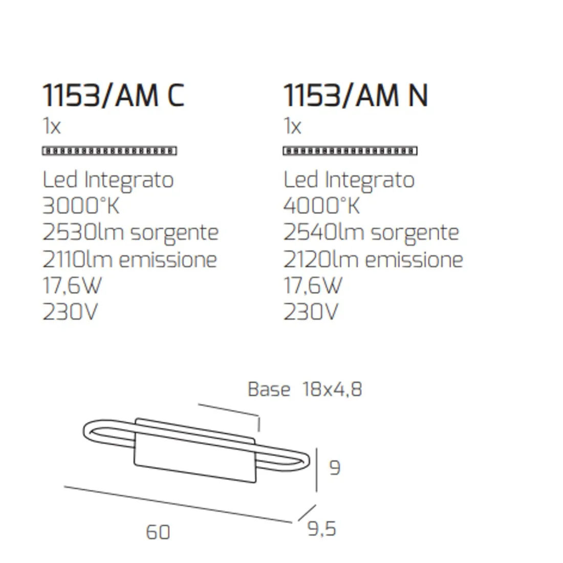 TOP LIGHT CIRCUIT 1153 AM Applique moderne LED