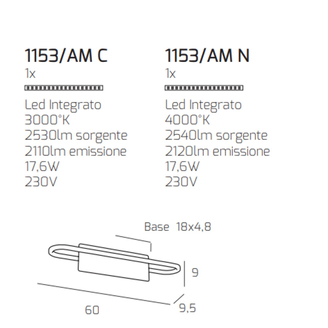 TOP LIGHT CIRCUIT 1153 AM LED moderne Wandleuchte