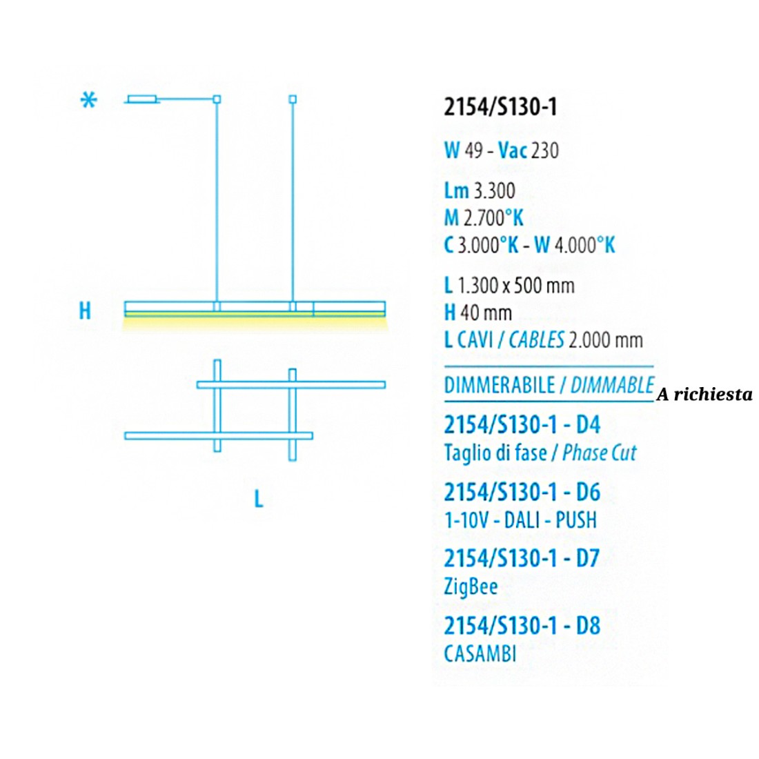 Lustre led à émission unique Fratelli Braga NETS 2155 S145 1