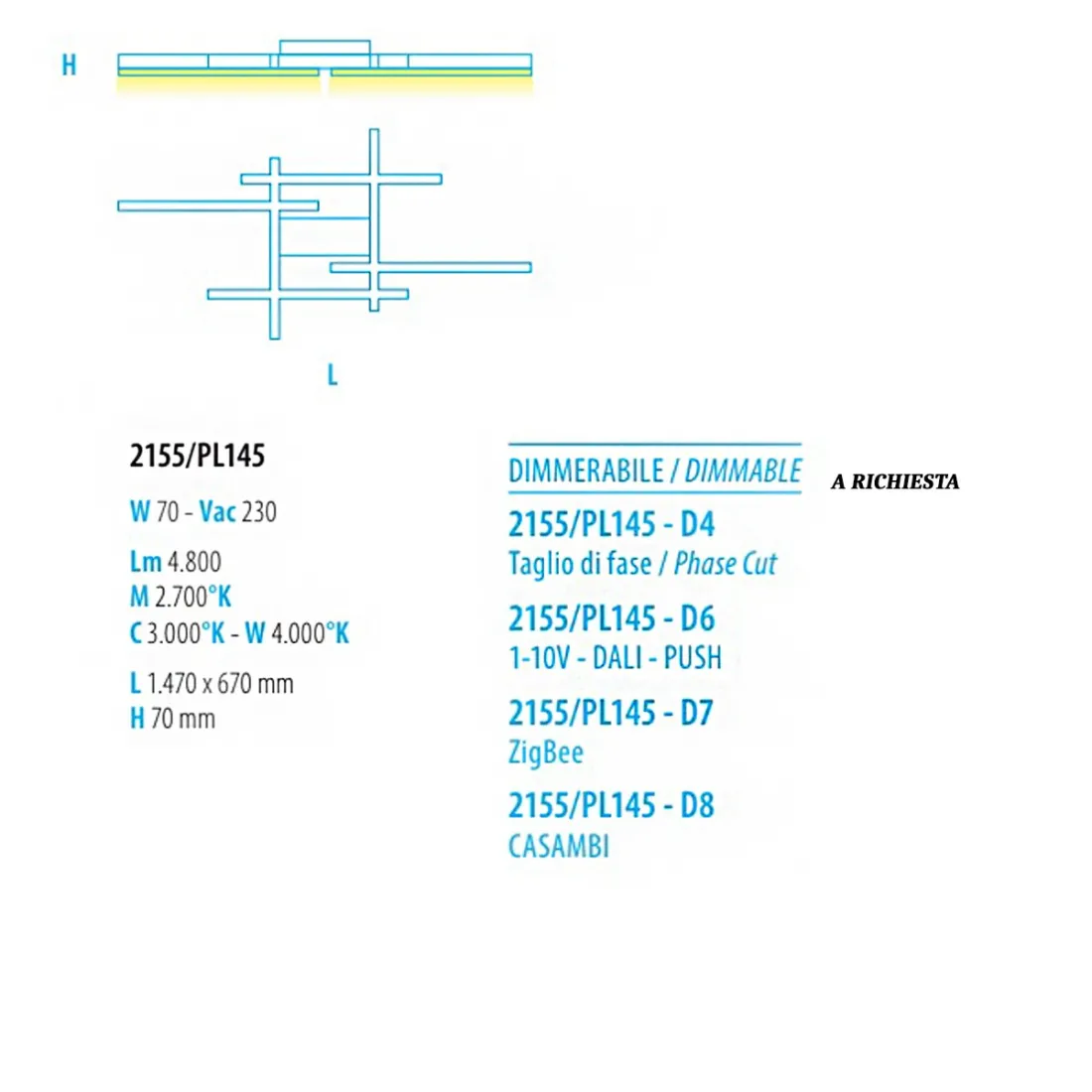 Led-Deckenleuchte Fratelli Braga NETS 2155 PL145 AL 100 24