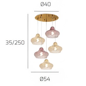 Lampadario vetro colorato Top Light DRESS 1191 OS S5 TMIX AMBRA RUBINO