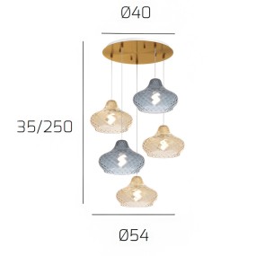 Lampadario vetro colorato Top Light DRESS 1191 OS S5 TP