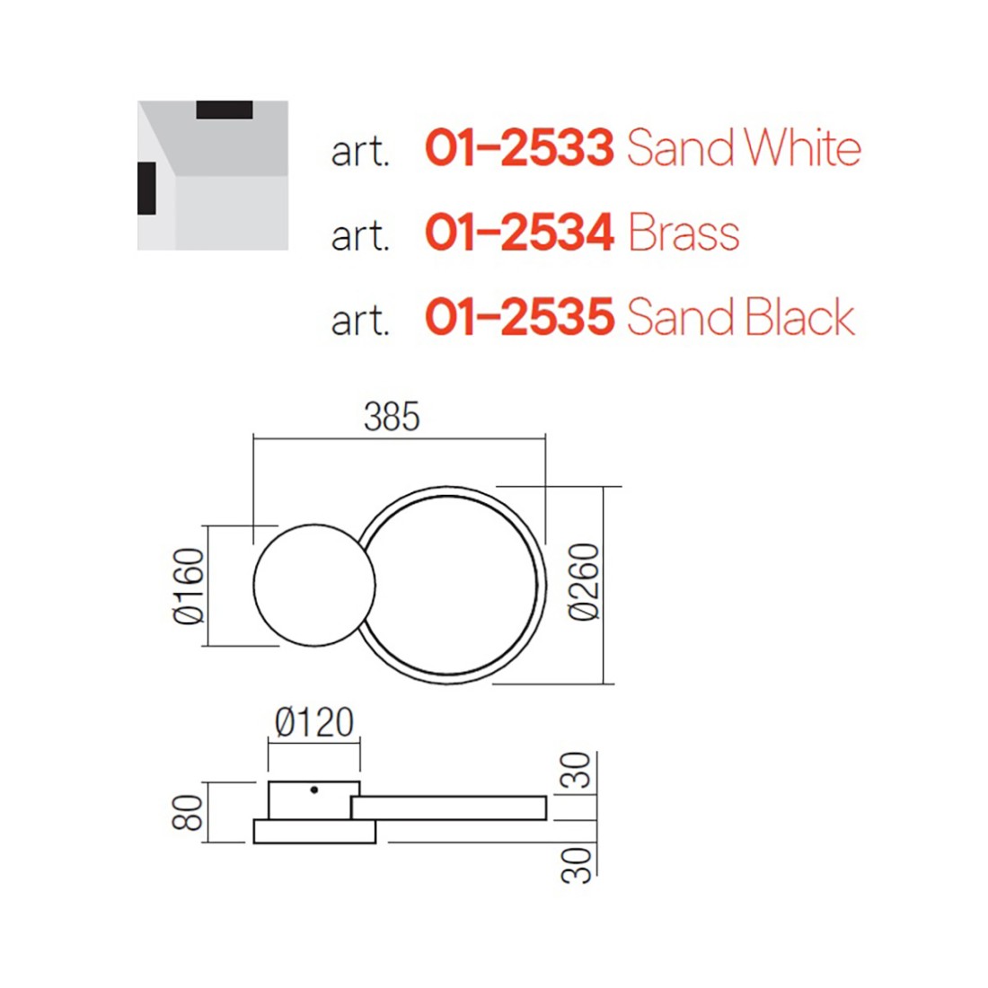 Redo Group CRONOS 2533 2534 2535 applique murale led dimmable