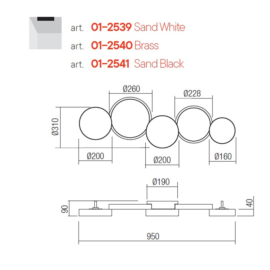 Redo Group CRONOS 2539 2540 2541 plafonnier led dimmable