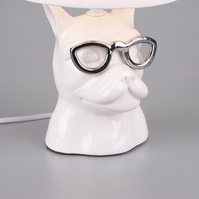 Abat-jour camerette Trio litghting DOSY R50231001 E14 LED ceramica paralume tessuto lampada tavolo dog white