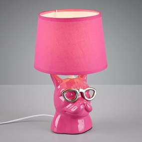 Abat-jour pour les chambres Trio éclairage DOSY R50231093 E14 LED abat-jour en céramique lampe de table en tissu chien rose