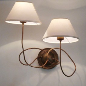 Lampadari Bartalini WILMA AP E27 LED lámpara de pared de tela de cobre de latón