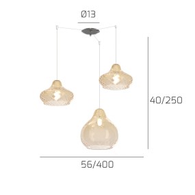 Lampadario vetro colorato Top Light DRESS 1191 CR S3 SMIX AM