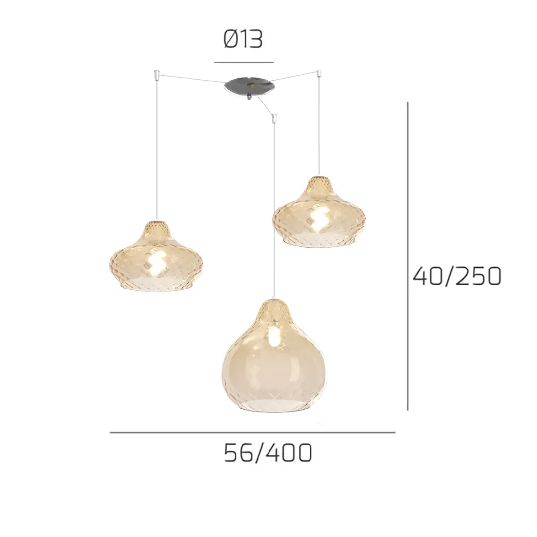 Lampadario vetro colorato Top Light DRESS 1191 CR S3 SMIX AM