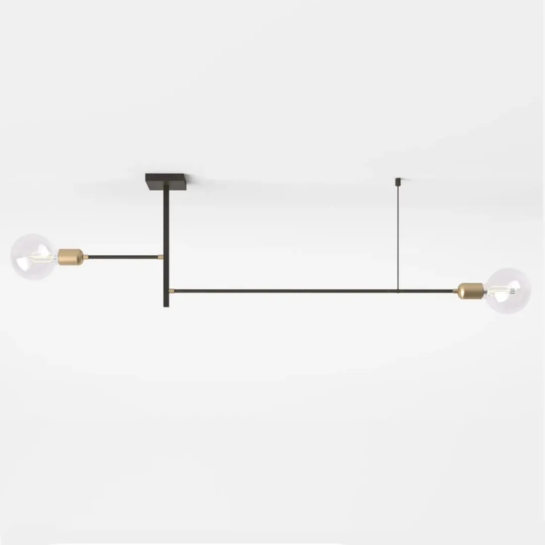 Rustikale Deckenleuchte 2-flammig, Messing, Elfenbein