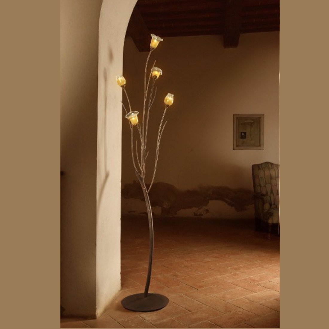 Lampadaire LP-BIANCOSPINO G9 48W lampadaire classique fer verre à l'intérieur