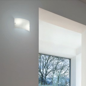 GE-MICHELA plafonnier PP E27 LED 32x23 verre blanc brillant plafonnier mur intérieur moderne