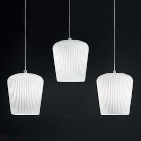 Sospensione vetro bianco Gea Luce NUMA DEC E27 LED lampada soffitto decentramento classica