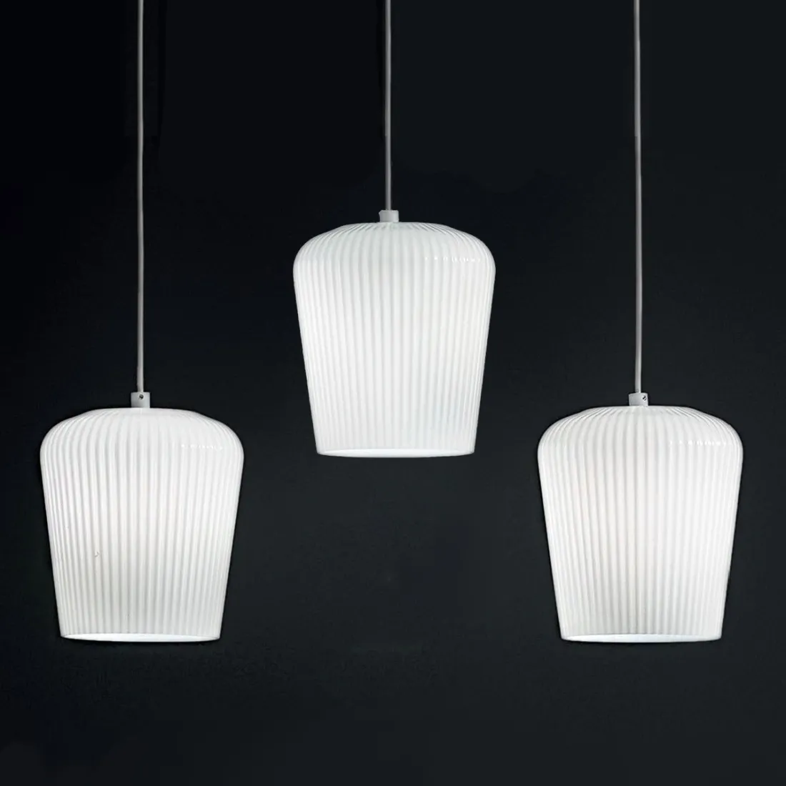 Sospensione vetro bianco Gea Luce NUMA BR3