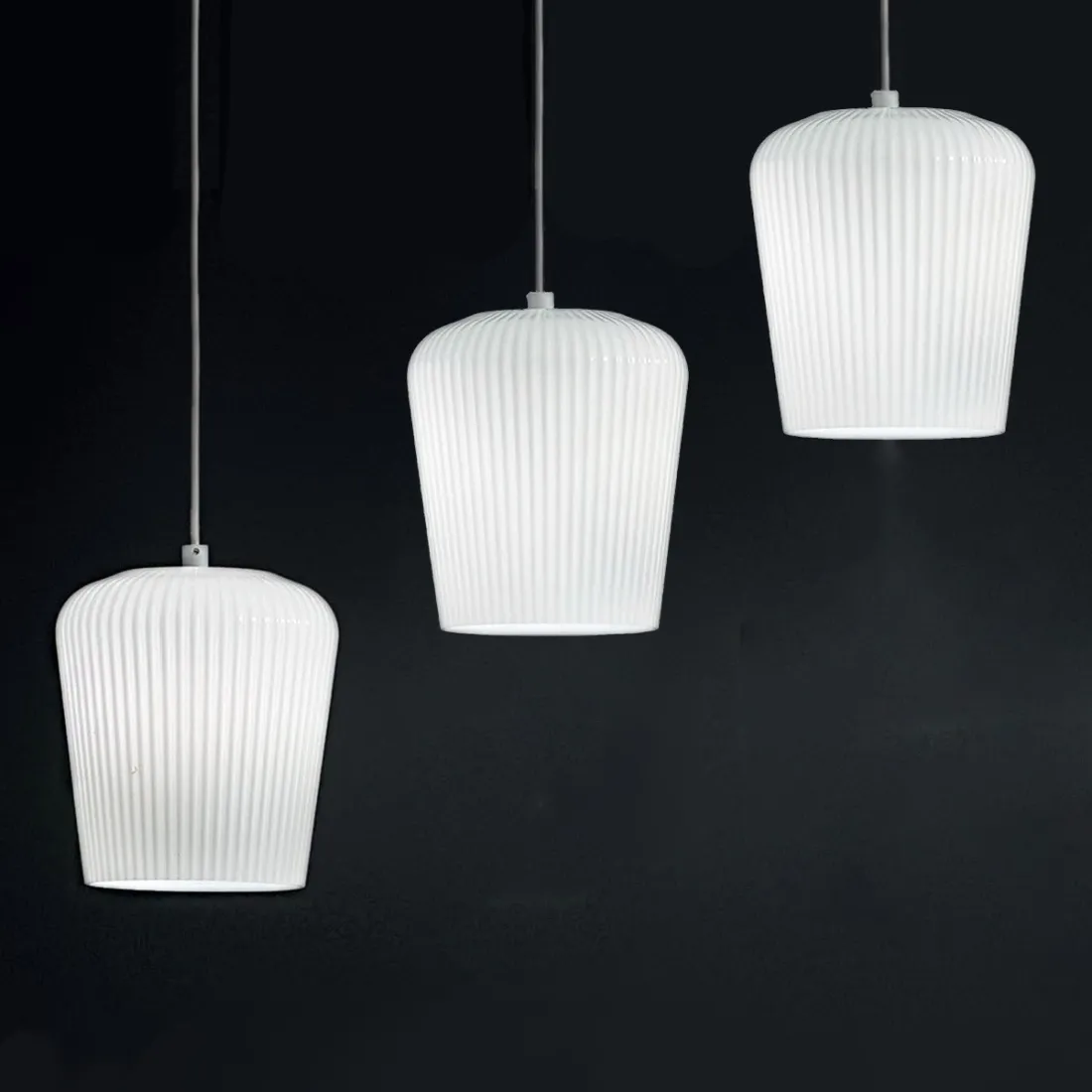 Sospensione vetro bianco Gea Luce NUMA BR3