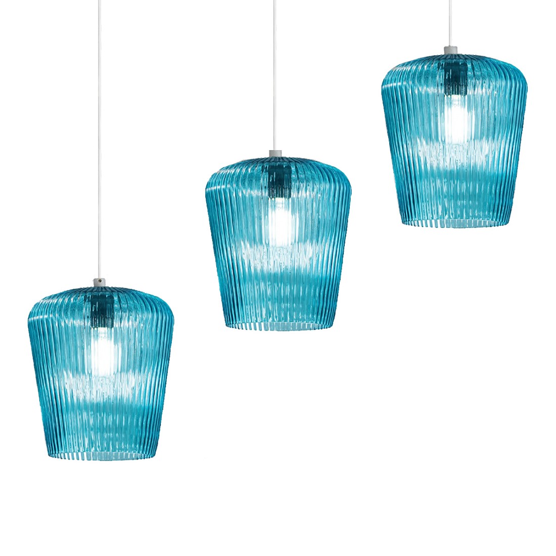 Gea Luce blaue Glaspendelleuchte NUMA BR3