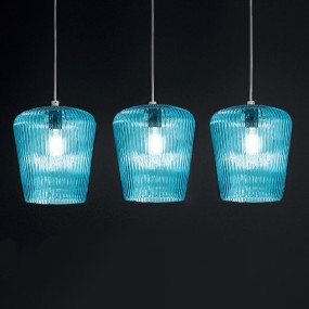 Gea Luce blaue Glaspendelleuchte NUMA BR3