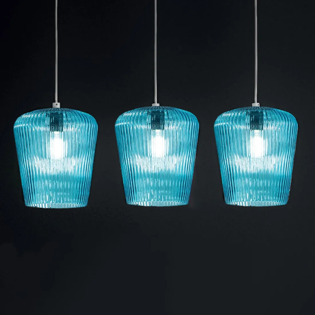 Sospensione vetro blu Gea Luce NUMA BR3