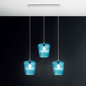 Gea Luce suspension en verre bleu NUMA BR3 E27 LED plafonnier classique à décentralisation