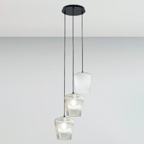 Sospensione vetro bianco trasparente Gea Luce NUMA BT3 E27 LED lampada soffitto decentramento moderna