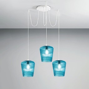 Sospensione vetro blu Gea Luce NUMA BT3 BL E27 LED lampada soffitto decentramento moderna