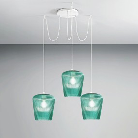 Sospensione vetro verde Gea Luce NUMA BT3 BI E27 LED lampada soffitto decentramento moderna