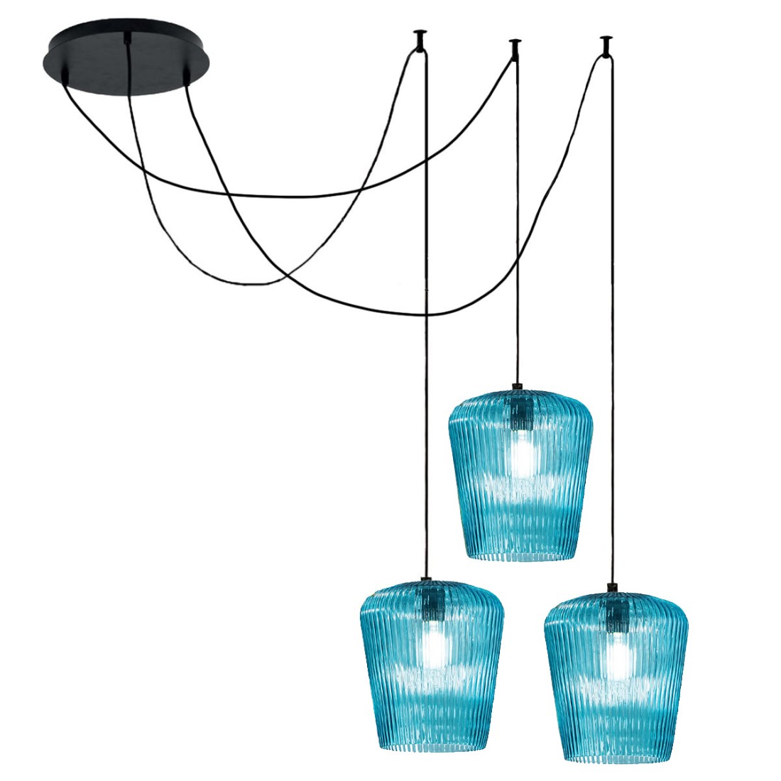 Sospensione vetro blu Gea Luce NUMA BT3 BL E27 LED lampada soffitto decentramento moderna