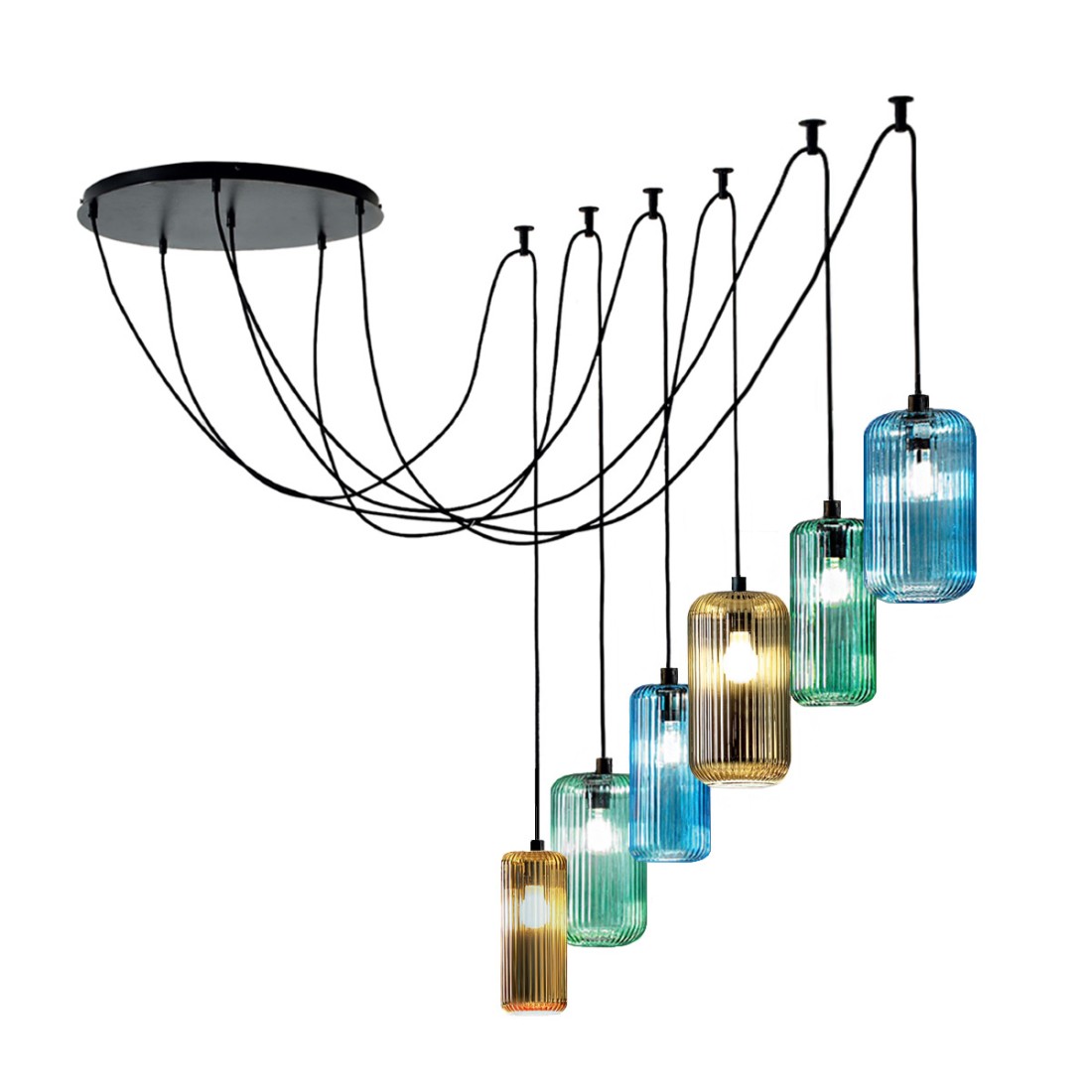 Gea Luce RAIKA BT6 NE suspension en verre multicolore