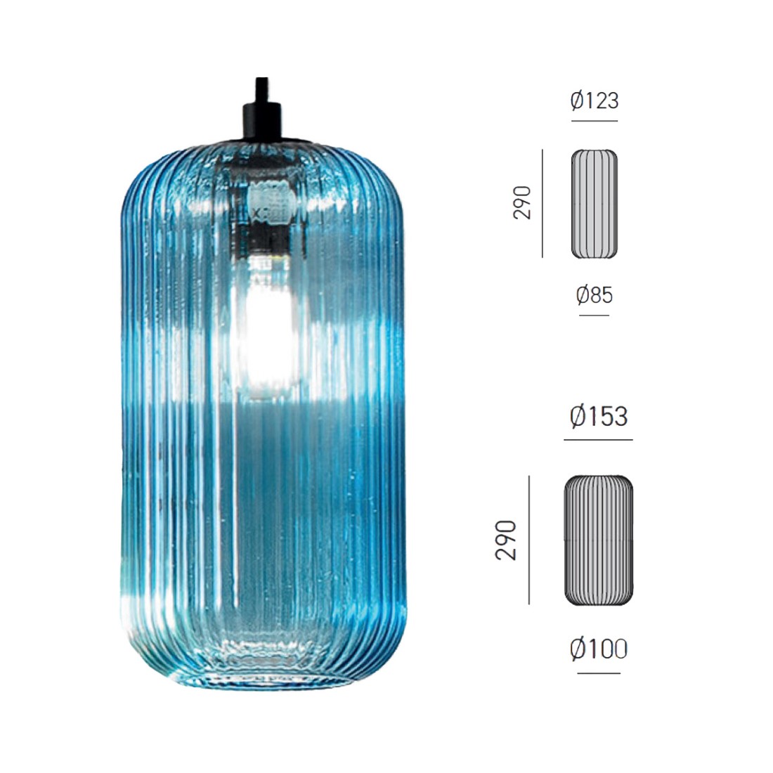 Gea Luce RAIKA BT6 NE mehrfarbige Glaspendelleuchte