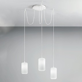Sospensione vetro bianco Gea Luce RAIKA BT3 BI E27 LED lampada soffitto decentramento moderna