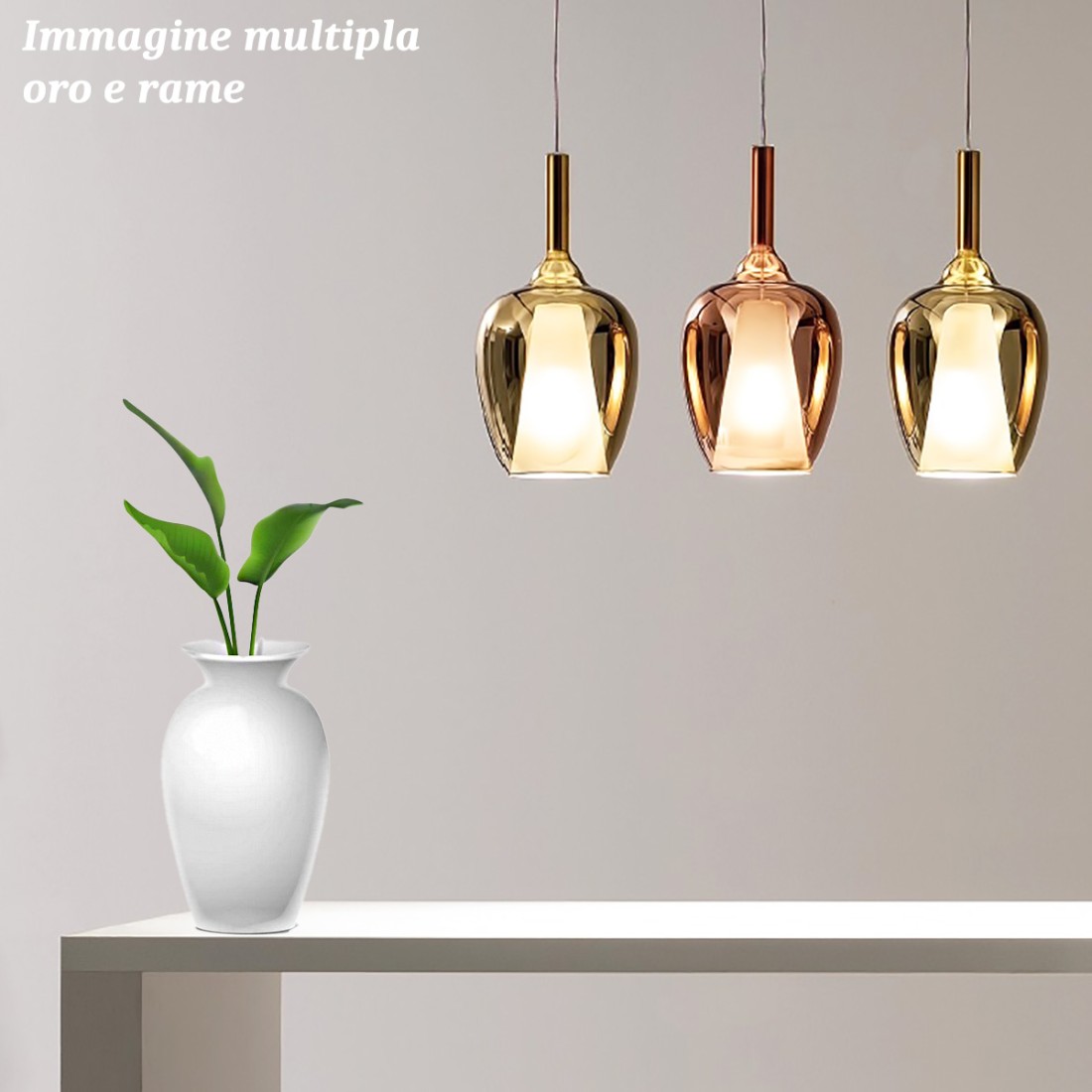 Applique Contemporanea Shaded Metallo Cromo Vetro Rame 1 Luce E27