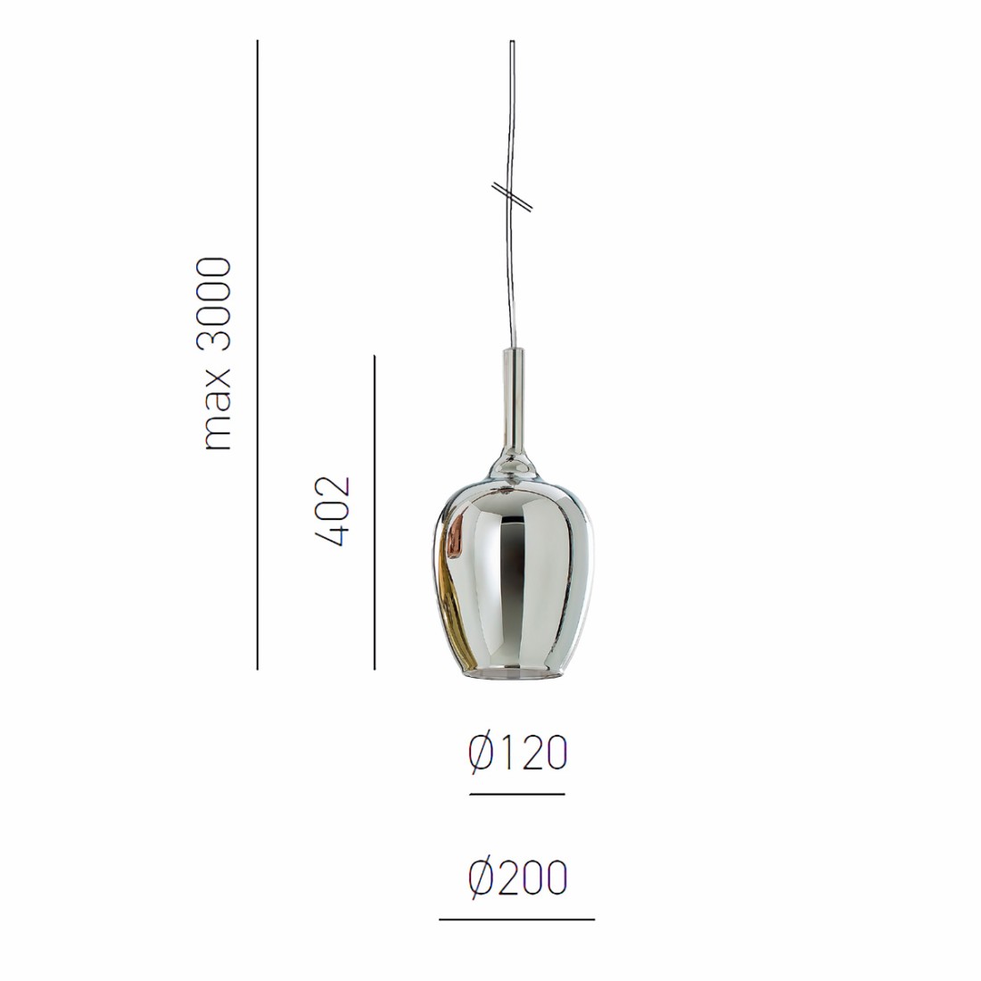 Sospensione vetro cromo Gea Luce OFELIA S10