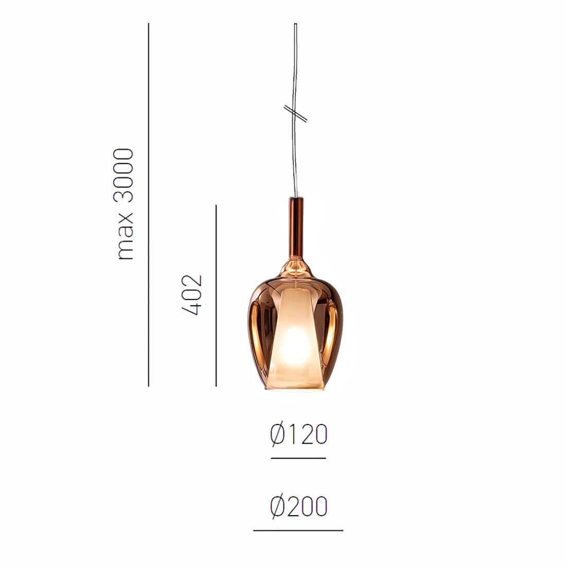 Gea Luce OFELIA S10 suspension en verre cuivré