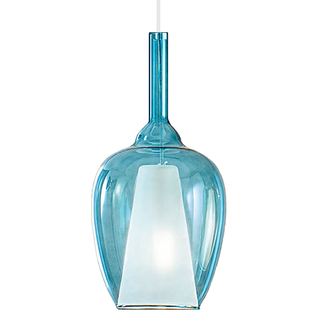 Gea Luce OFELIA S10 Hängeleuchte aus transparentem blauem Glas