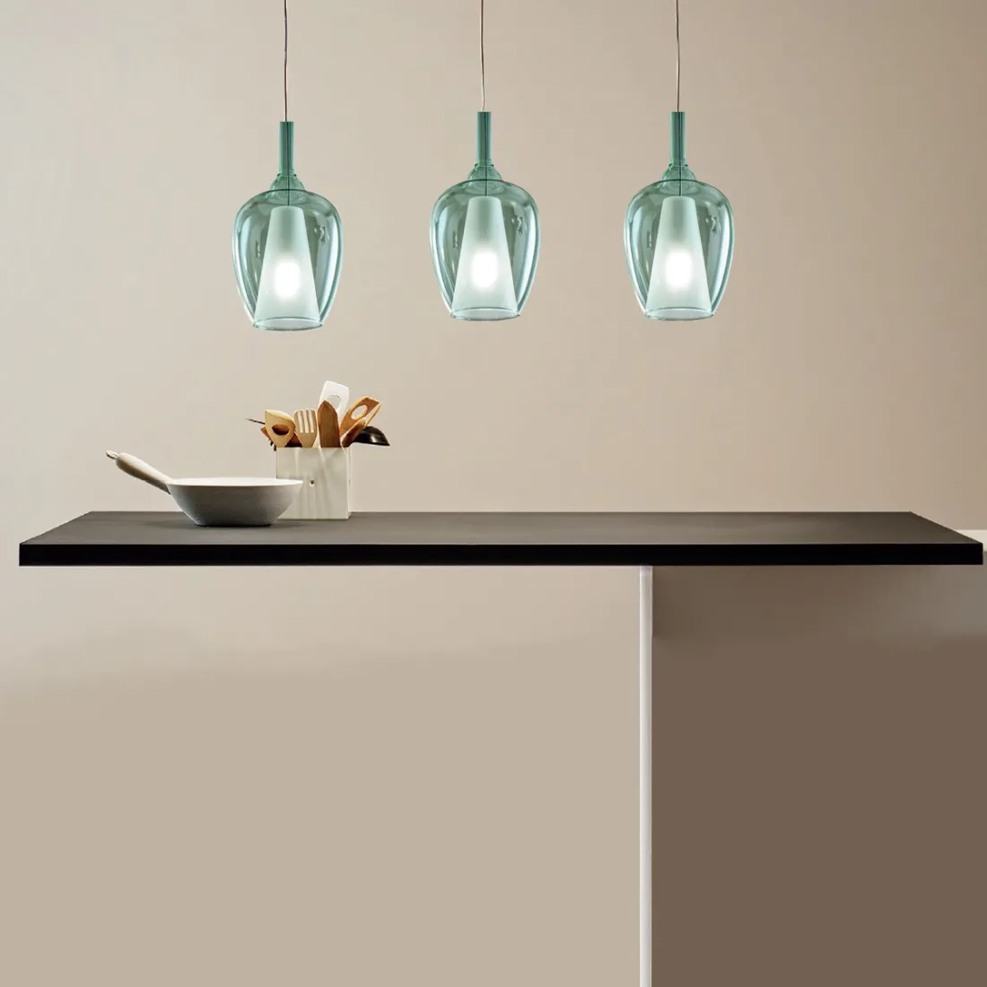 Sospensione vetro verde trasparente Gea Luce OFELIA S10