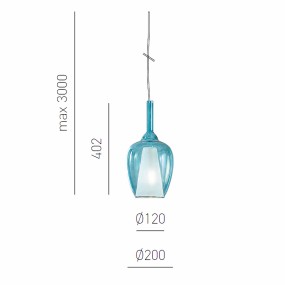 Gea Luce OFELIA S10 Hängeleuchte aus transparentem blauem Glas