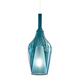 Gea Luce OFELIA S12 transparente blaue Glaspendelleuchte