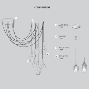 Sospensione ragnatela vetro Gea Luce OFELIA S10