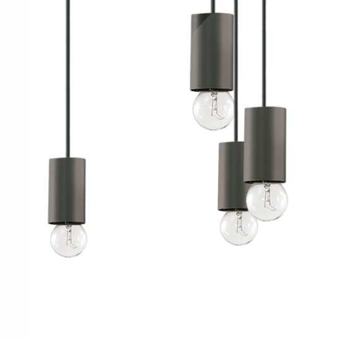 Sechsflammiger Kronleuchter, modern, mit Drähten, weiß, mattschwarz. LED.