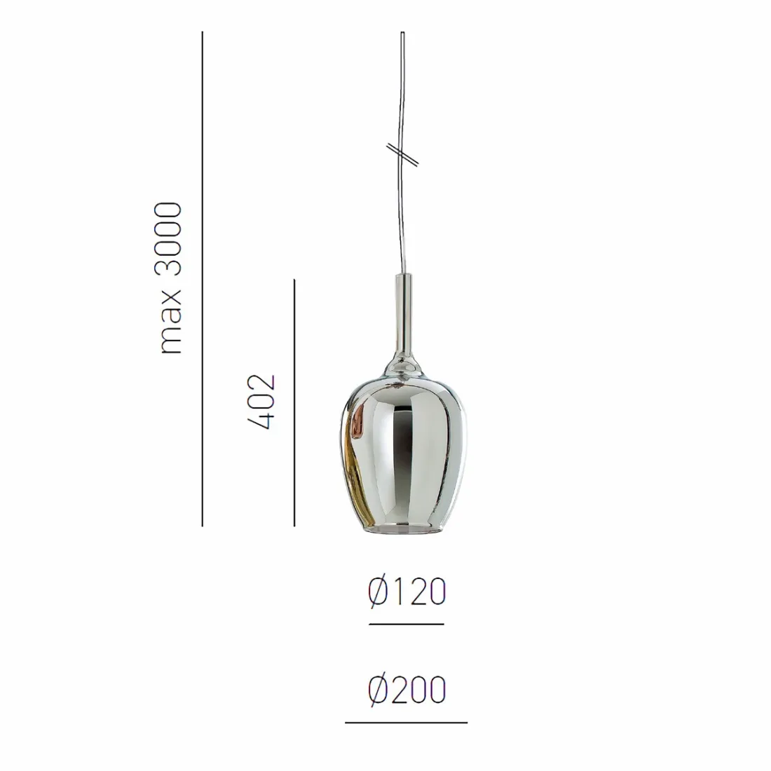 Gea Luce OFELIA S10 S11 S12 lustre en verre chromé miroir