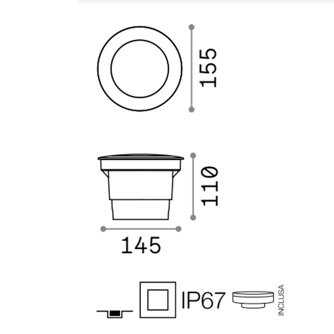Spot encastré moderne Ideal Lux WAY FI D155 ROUND WIDE 120324 GX53 LED IP67